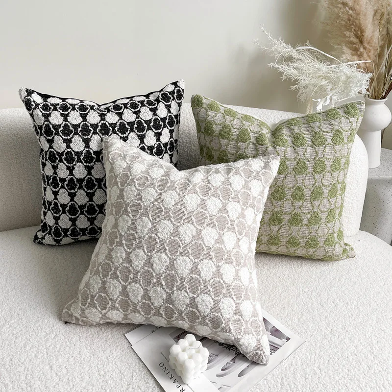 Luxury Cushion Cover 45x45cm Green Beige Black Yellow Wool Blend Pillow Case For Home Hotel Bed Living Room Sofa