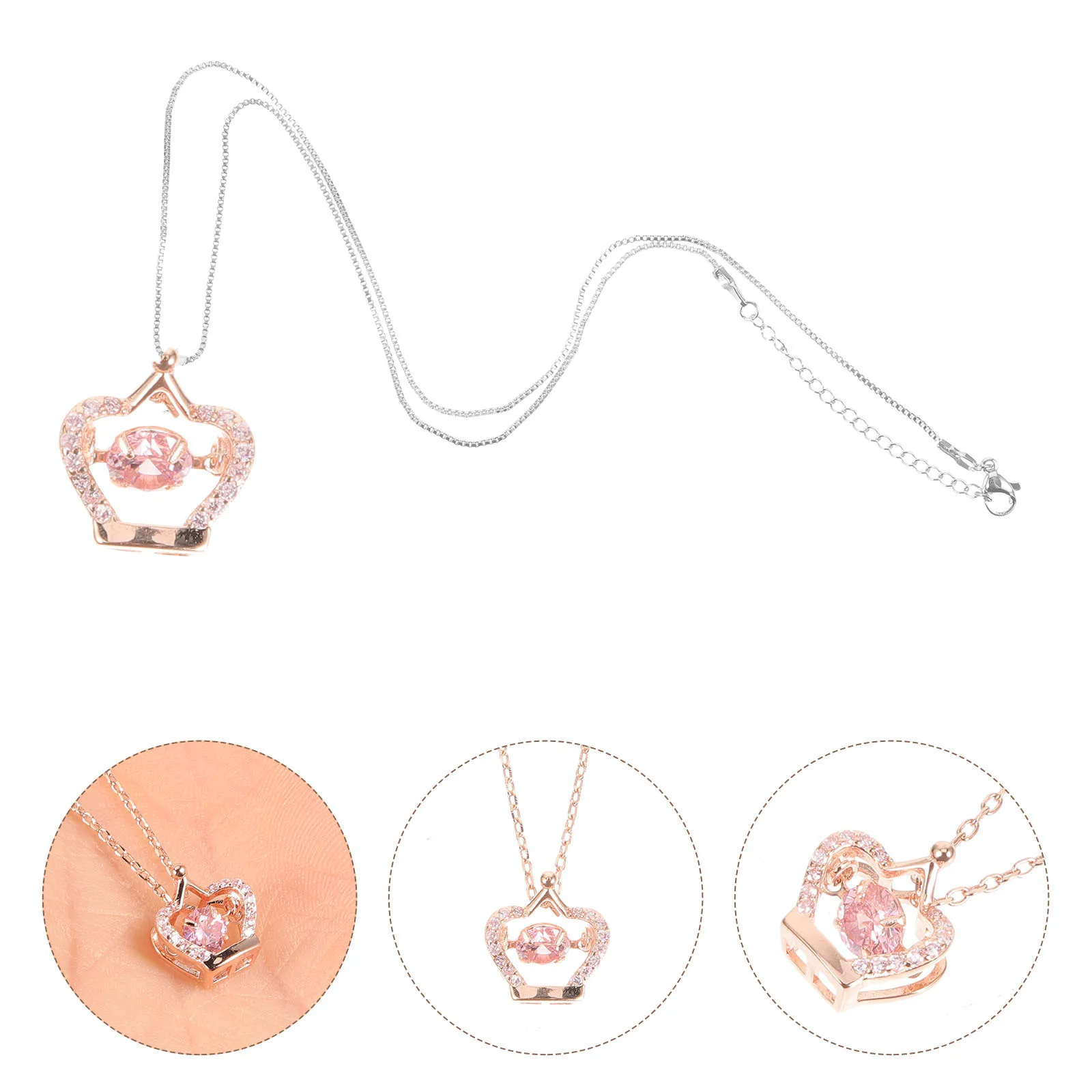 

Women Crown Heart Pendant Chain Jewelry For Women Trendy Necklace Durable Fashion Necklace Birthday Gift For Mom Mother'S Day