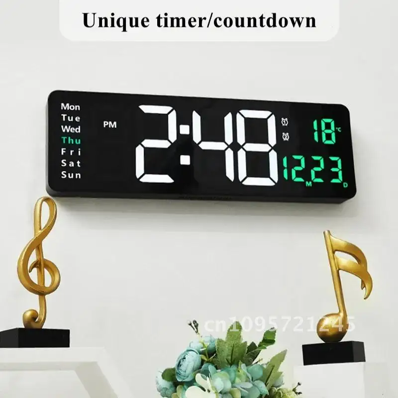 

15.24inch Large Digital Wall Clock Temperature Date Week Remote Clock 2 Clock LED Alarm Control Timer Table Alarm Countdown