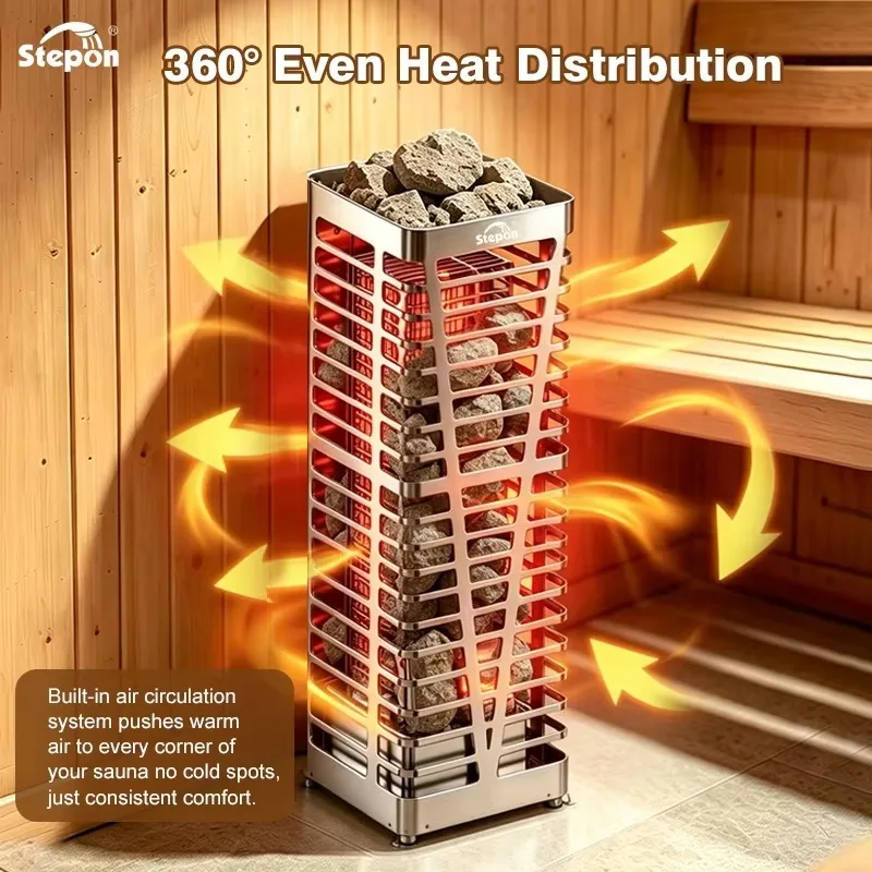 Stepon New Design 5KW-9KW Dry Steam Sauna Stove With External Smart Control Panel,Sauna Room Equipment High Quality Sauna Heater