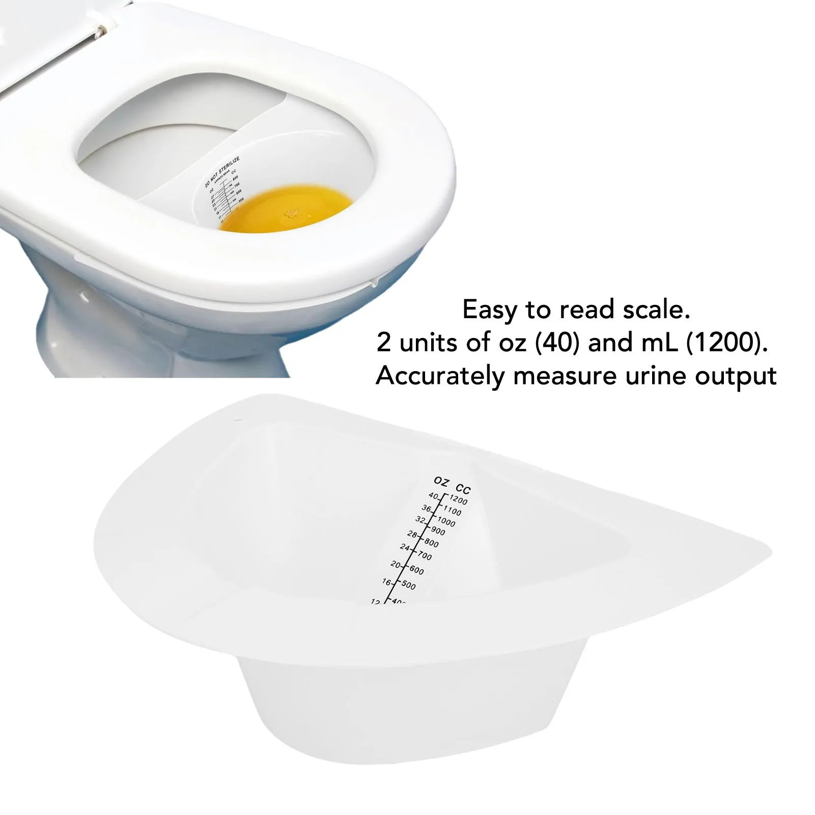 Urine Collection Hat Reusable  Measurement 1200ml 40oz Graduated Specimen Collector Pan for Women for Urine Vomit Feces