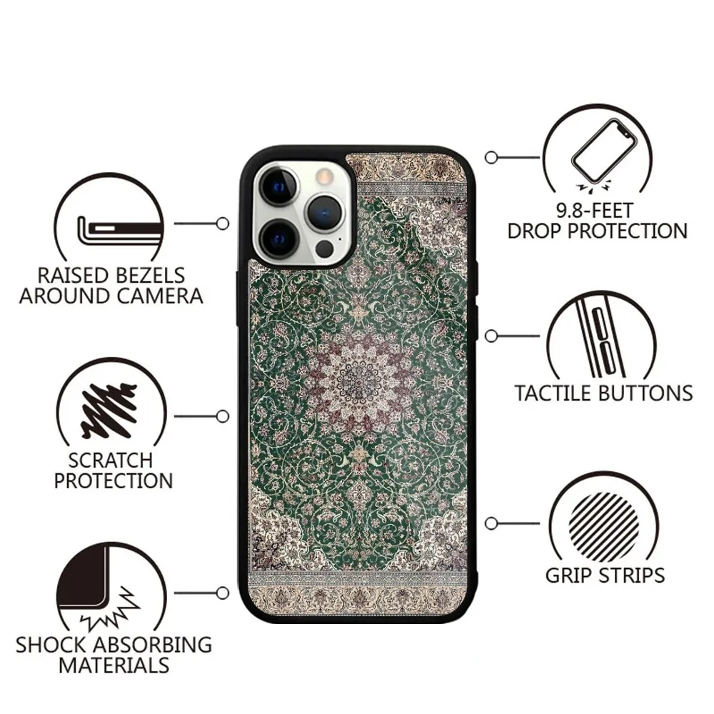 Persian Carpet Floral Phone Case Strong Magnetic For IPhone 15,14,13,Pro,Max,Plus,11,12,Mini For Magsafe Wireless Charging