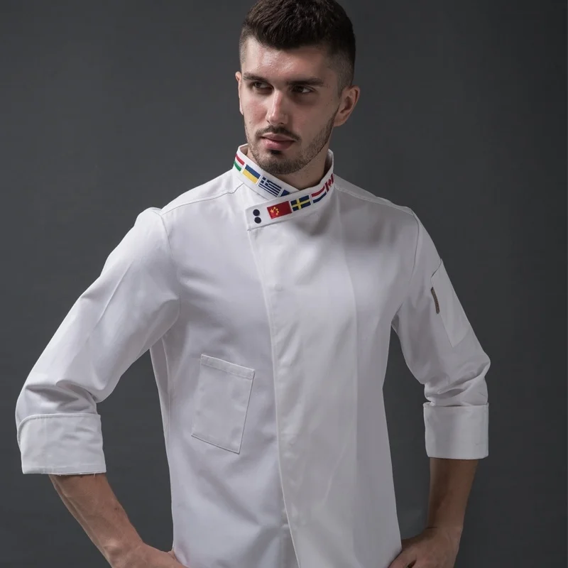 Veste de chef à col croisé pour hommes et femmes, vêtements de cuisine, uniforme de restaurant, hôtel