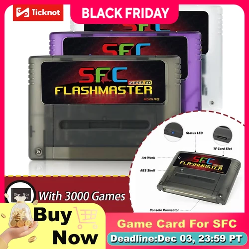 Tarjeta de juego Super ED 3000 en 1 para Super Famicom con casete de tarjeta TF de 8GB para consola de videojuegos SFC