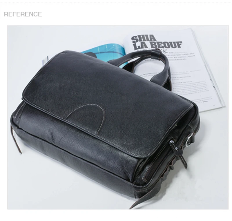 Fashion Genuine Leather Men Briefcase 14"Laptop Business Bag Real Leather Male Office Bag Attache case Portfolio Tote Handbag