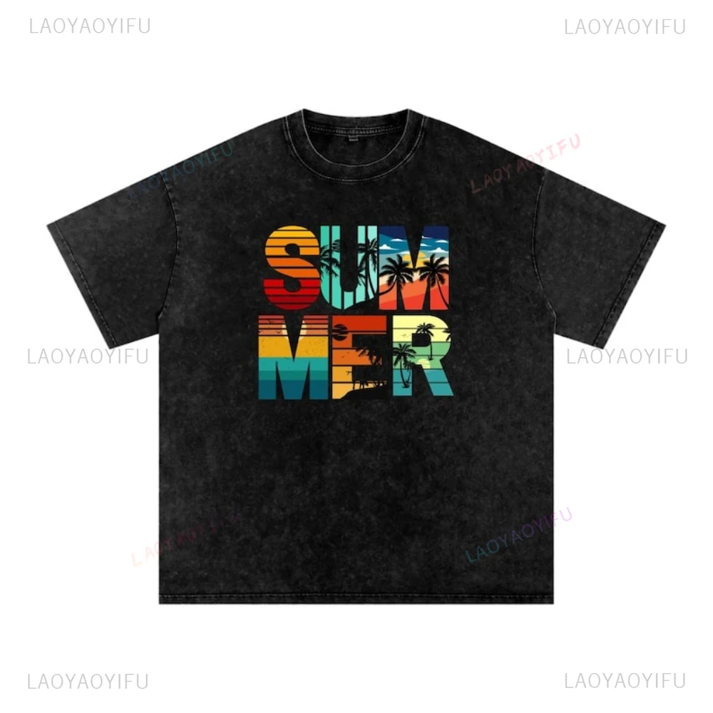 

Винтажная футболка с рисунком Summer Vibes для женщин и мужчин, модные повседневные хлопковые футболки в стиле хип-хоп, Harajuku, уличная одежда унисекс для взрослых