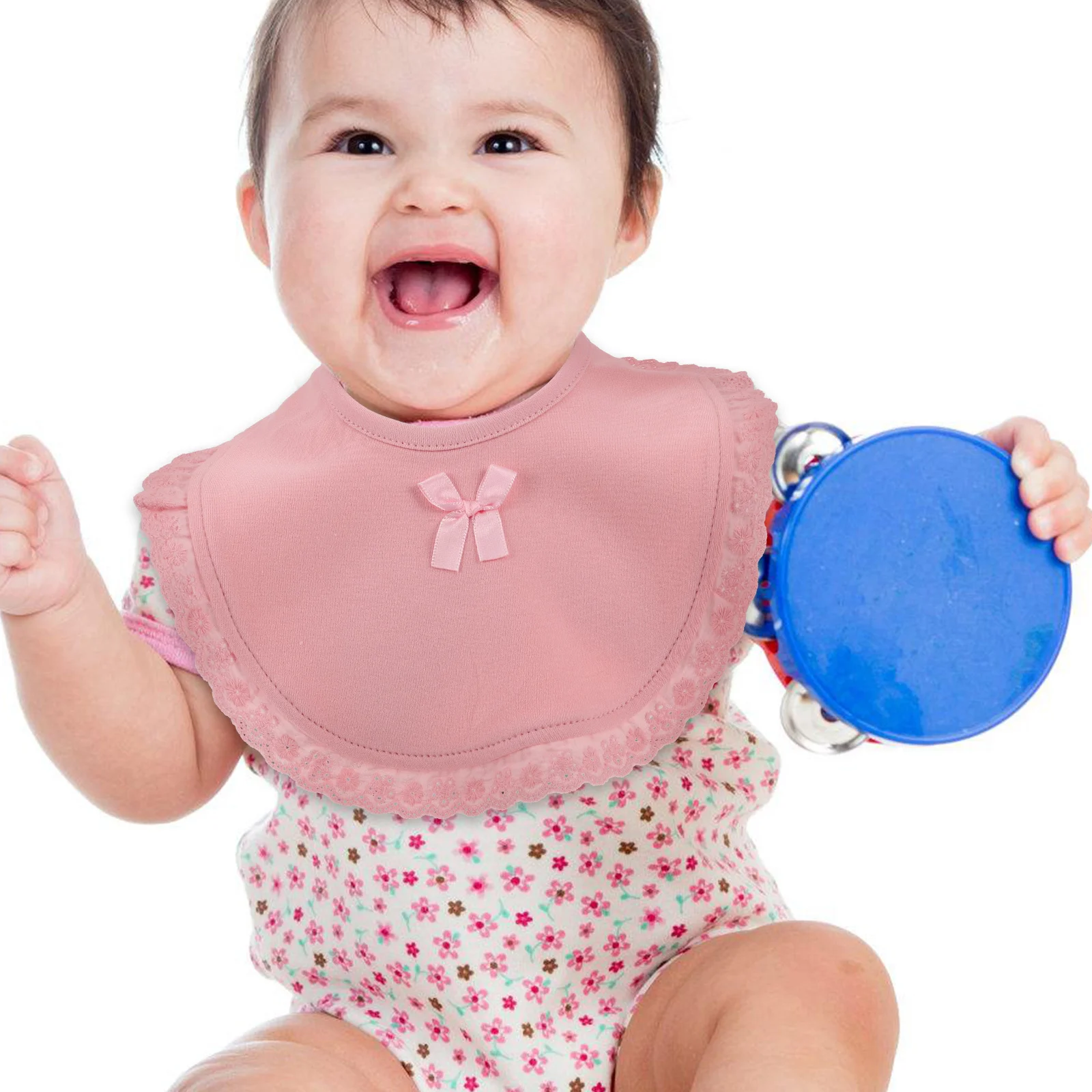 3 baberos para bebé con ribete de encaje, de algodón suave, muselina, para bebés, para la dentición, impermeables, absorbentes, fáciles de limpiar