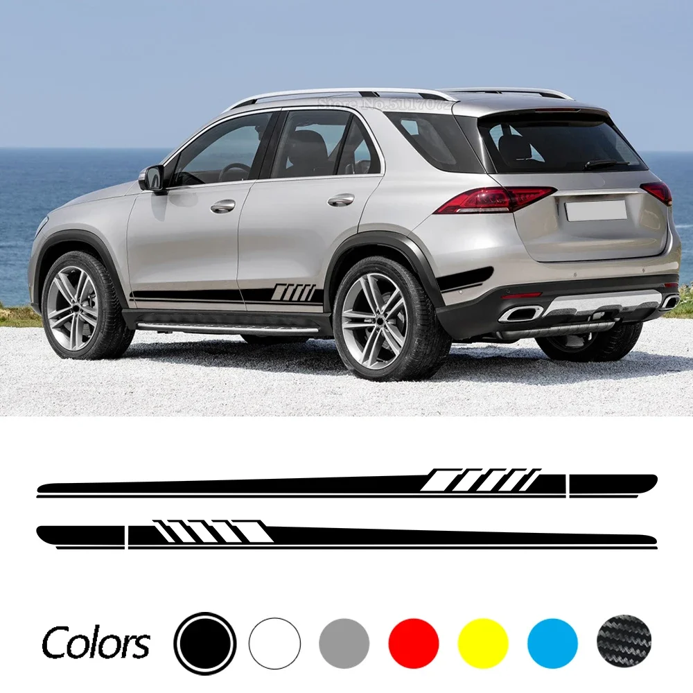 2Pcs Car Style Door Side Skirt Body Stripe Decal Kit For Mercedes Benz GLE GLK ML Class AMG W164 W166 GLE350 GLE400 GLK350 ML350