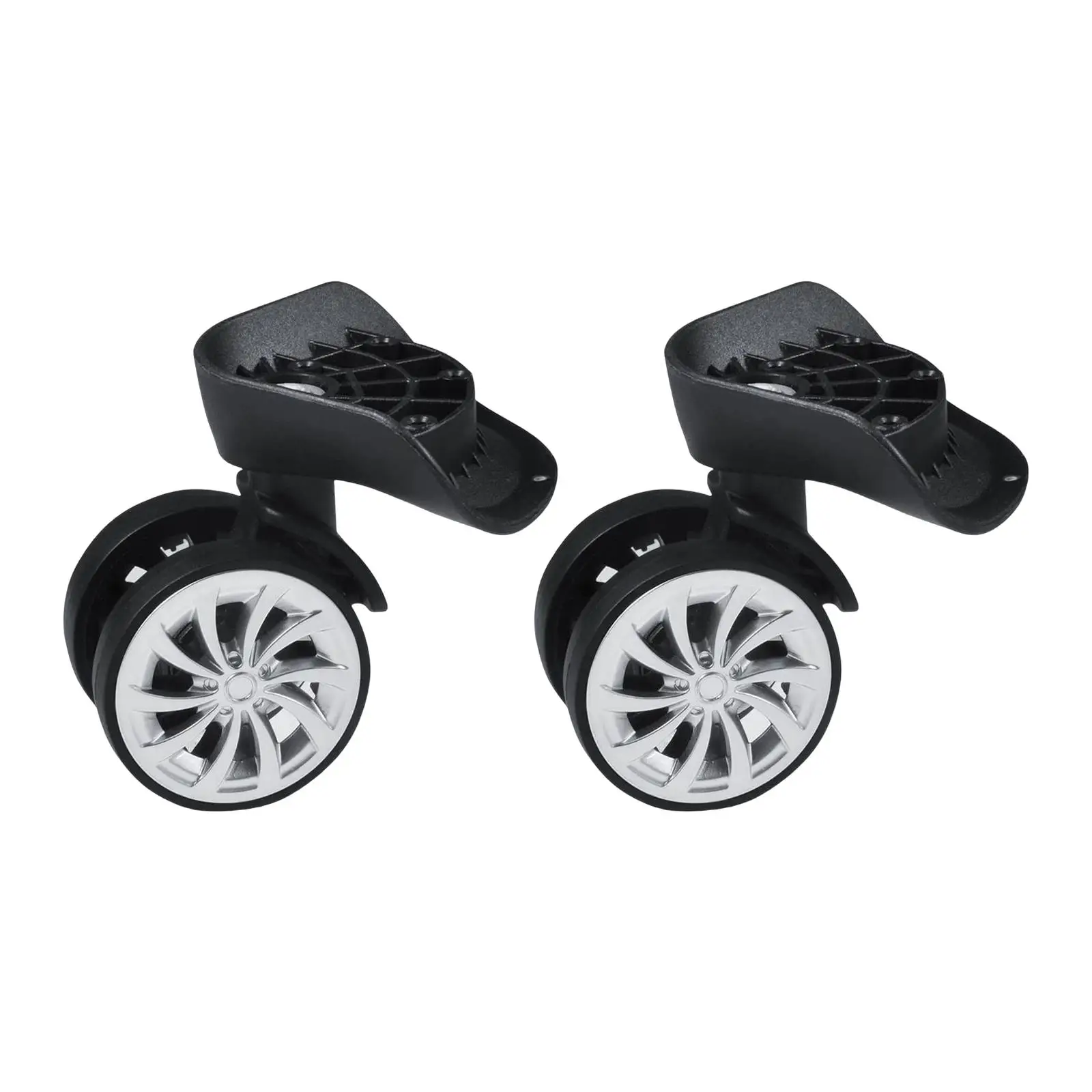 2x Luggage Suitcase Wheel Universal Black 360 Swivel for Suitcase Repair