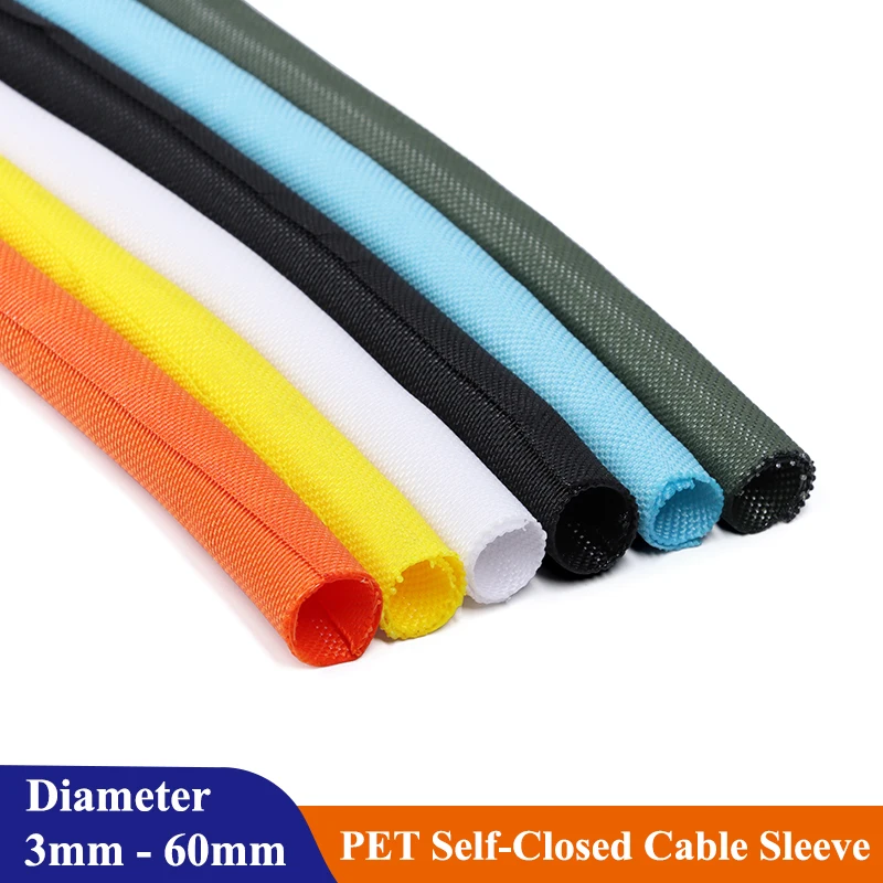 

1/2/5M Self-Closed PET Expandable Braided Sleeve Self Closing Flexible Tube Insulated Hose Wire Wrap Cable Self Close Protecter