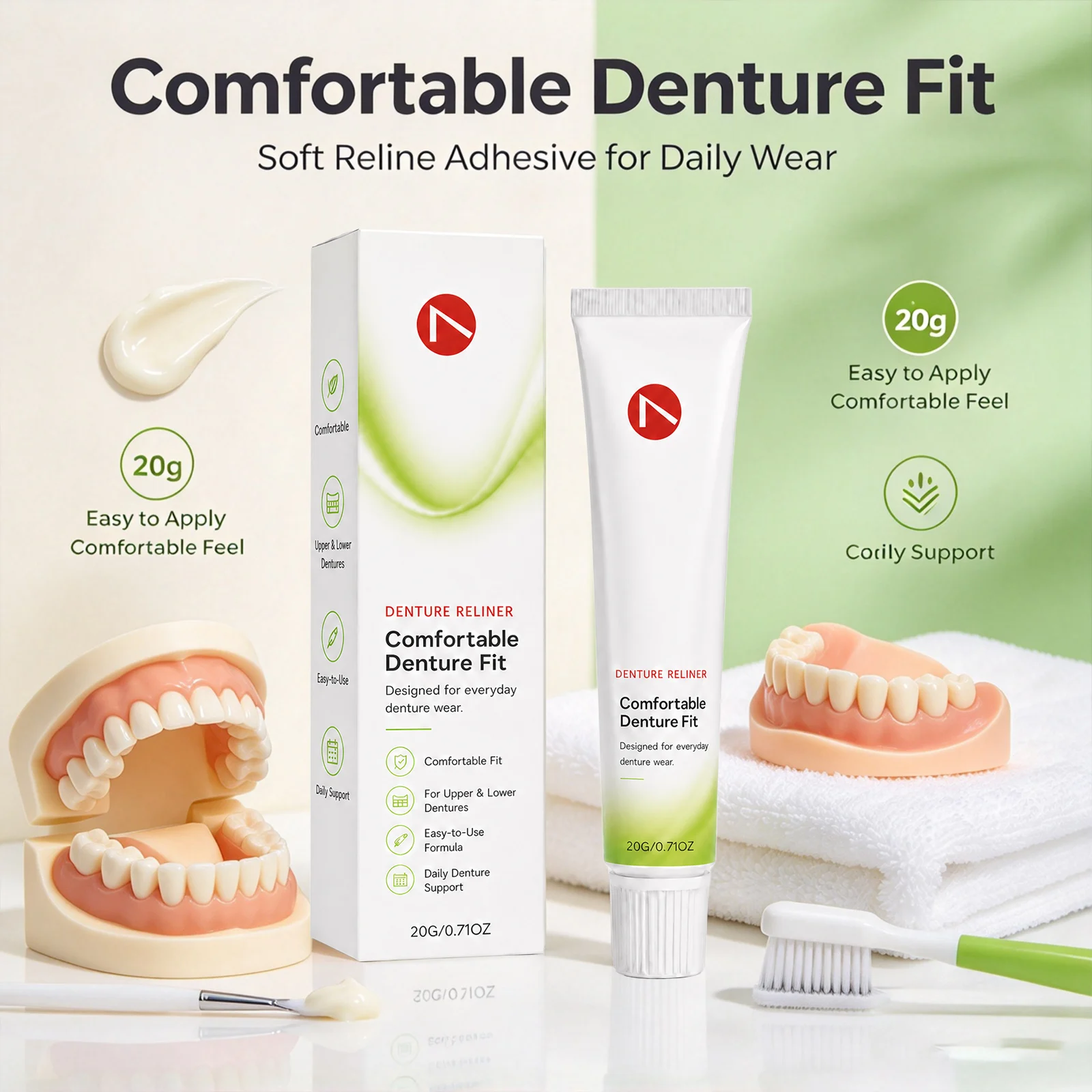 Denture Adhesive Glue Relieve Gum Pain Improve Discomfort Enhance Fit Prevent Denture Shifting Waterproof Dentures Fixing Cream