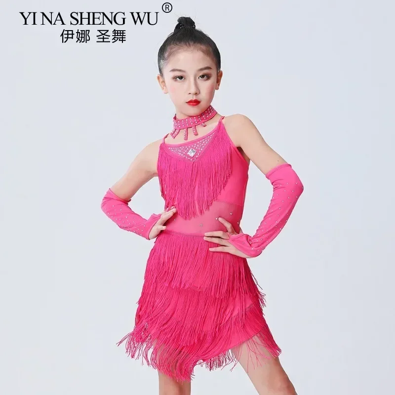 Kids Girls Belly Dance Wear Kids Tango Skirt Carnival Wear Dancewear Latin Salsa High Quality Tassel Dancing Dress Outfits