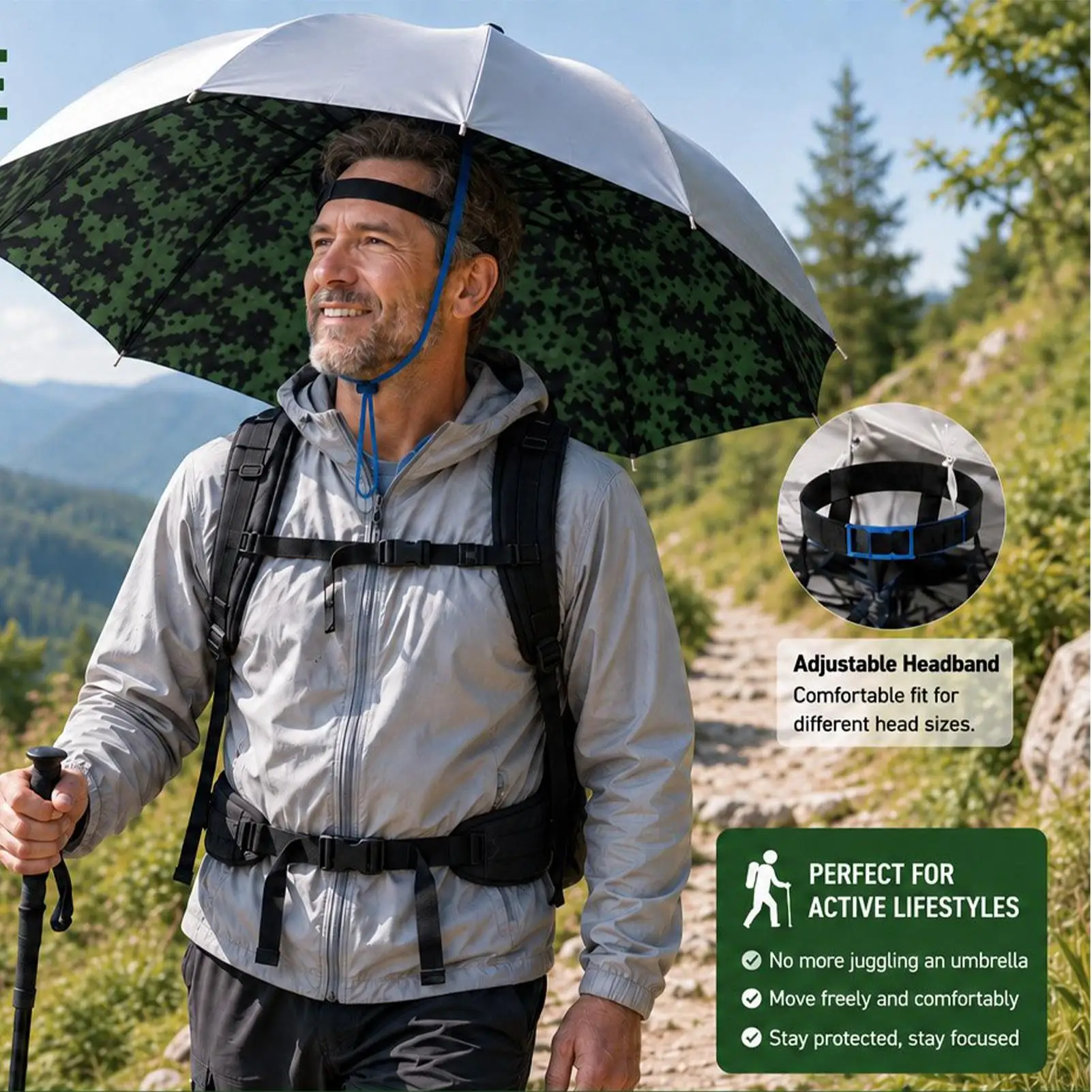 Angelschirm-Hut für Erwachsene, faltbar, großer UV-Schutz, tragbarer Schirm, Outdoor-Hut, Camping-Angelhut, Kopfbedeckung, Strandhut