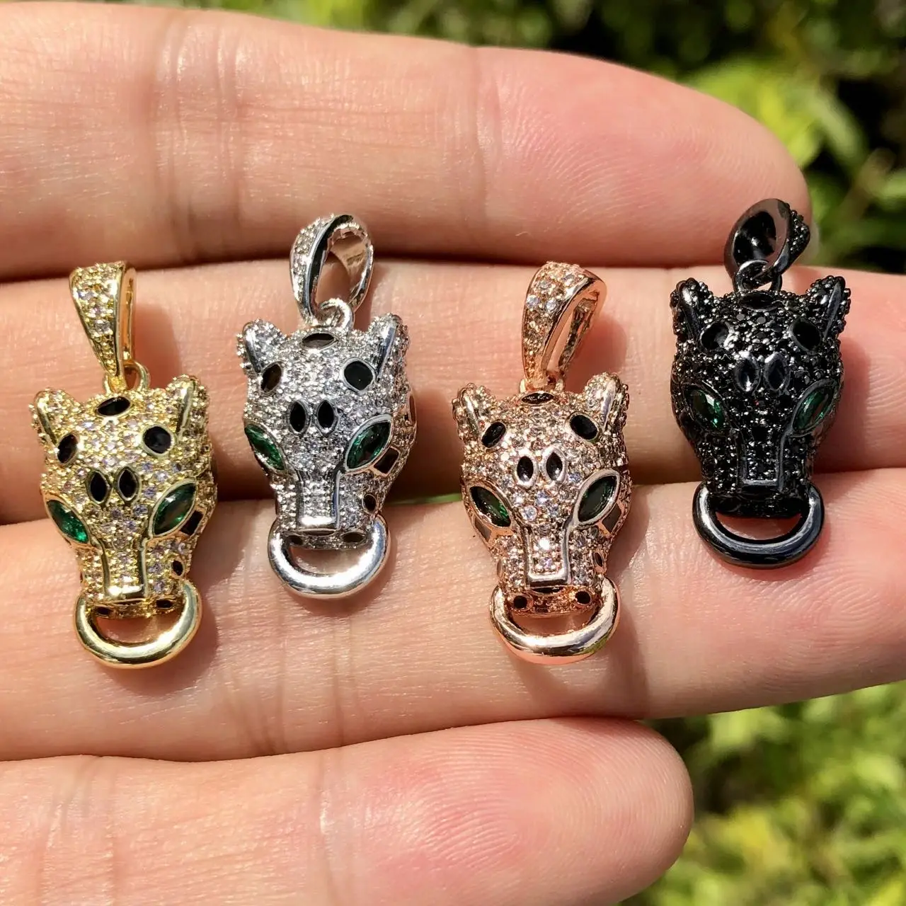 5 sztuk sześcienna cyrkonia Leopard Panther wisiorek Bling Charms dla wyrób biżuterii bransoletka naszyjnik rzemieślniczy akcesoria