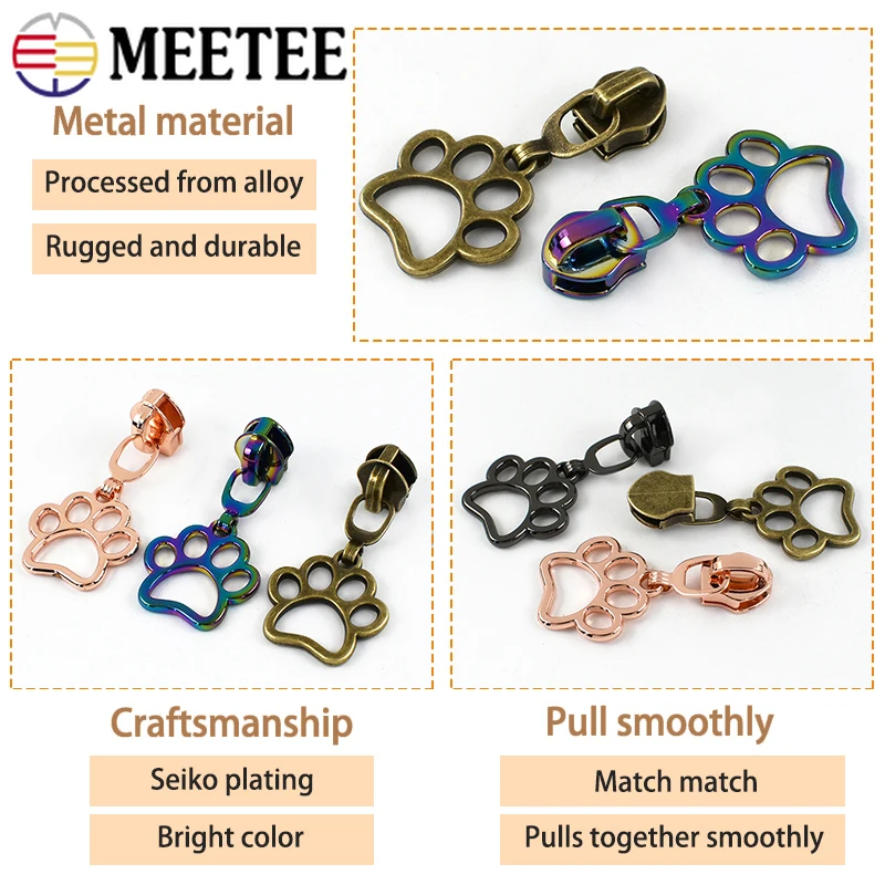 5-50 قطعة ميتي 5 # القط باو سستة مجتذب ل النايلون البريدي الخياطة الملابس إغلاق السحابات رئيس حقيبة الديكور السوستة المنزلق إصلاح أطقم #4