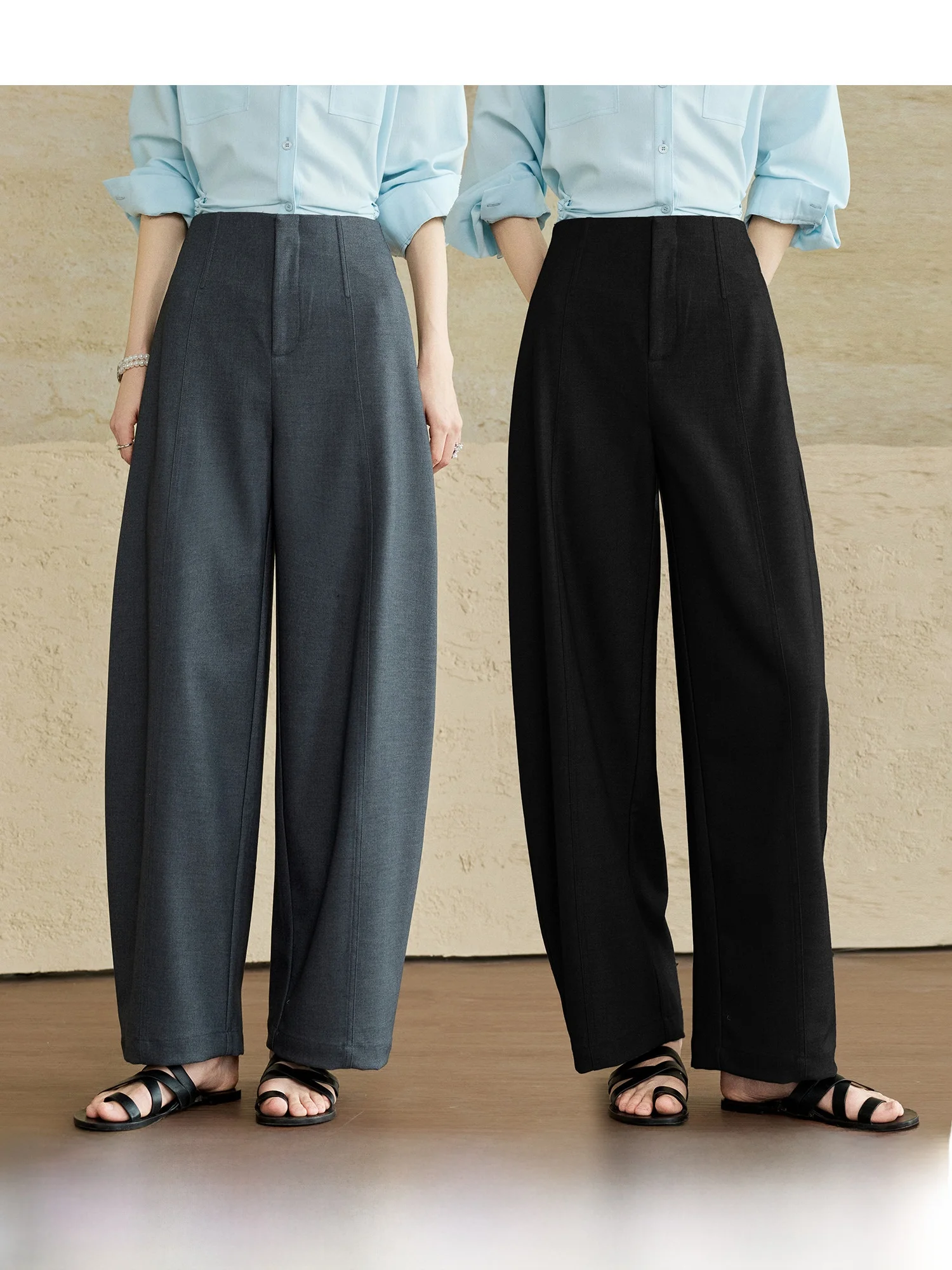 

OL Light Duty West Pants Anti-Wrinkle Texture Fabric Loose Commuter Long Pants Women Spring New Style Casual Pants