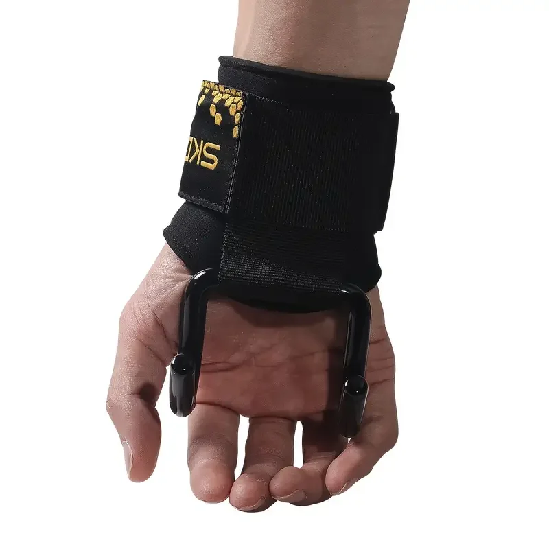 

Lifting Hooks, Padded Adjustable Neoprene Wristband With Hook, Non-slip Heavy Duty Coated Steel For Weight Lifting