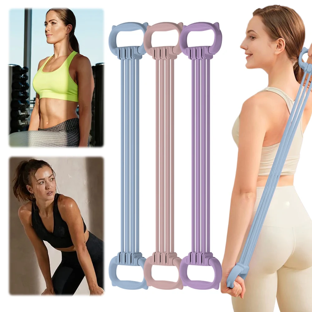 Resistance Band Elastic Puller Rope Non Slip Handle Fitness Training Belt 6 Level Adjustable Rally Rope for Shoulder Arms Back