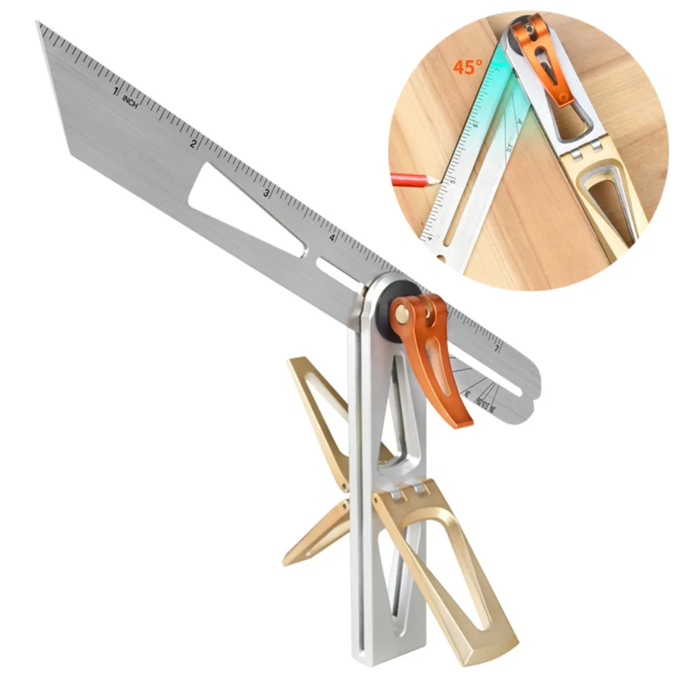 

Woodworking Scriber Ruler Heavy Duty T-Shape Multi-Angle Scribing Tool Stainless Steel Movable Angle Ruler Dovetail Gauge