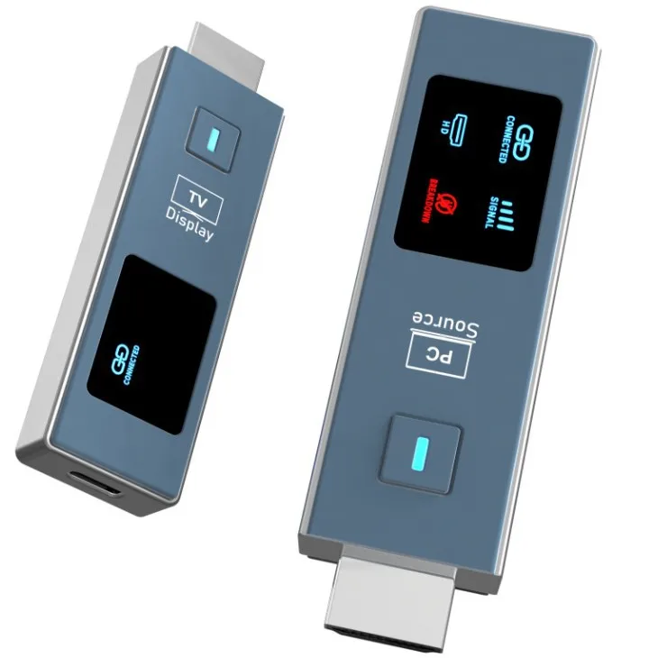 Portable 1080P Wireless Transmitter with Visual Display, 50M Range, Screen Mirroring for Computer