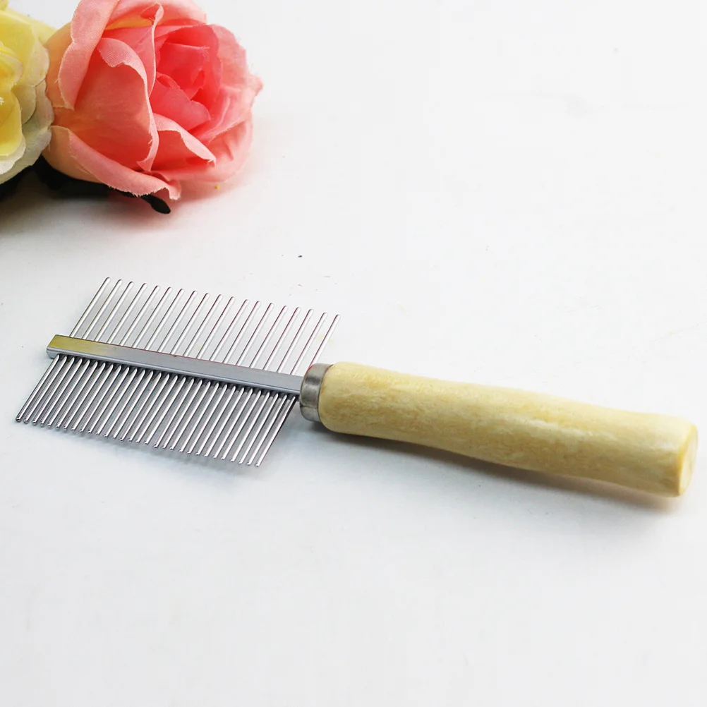 

2Pcs Wooden Pet Comb Durable Stainless Steel Fine Teeth Grooming Tool for Cat Dog Tangle Dirt Removal Natural Comb