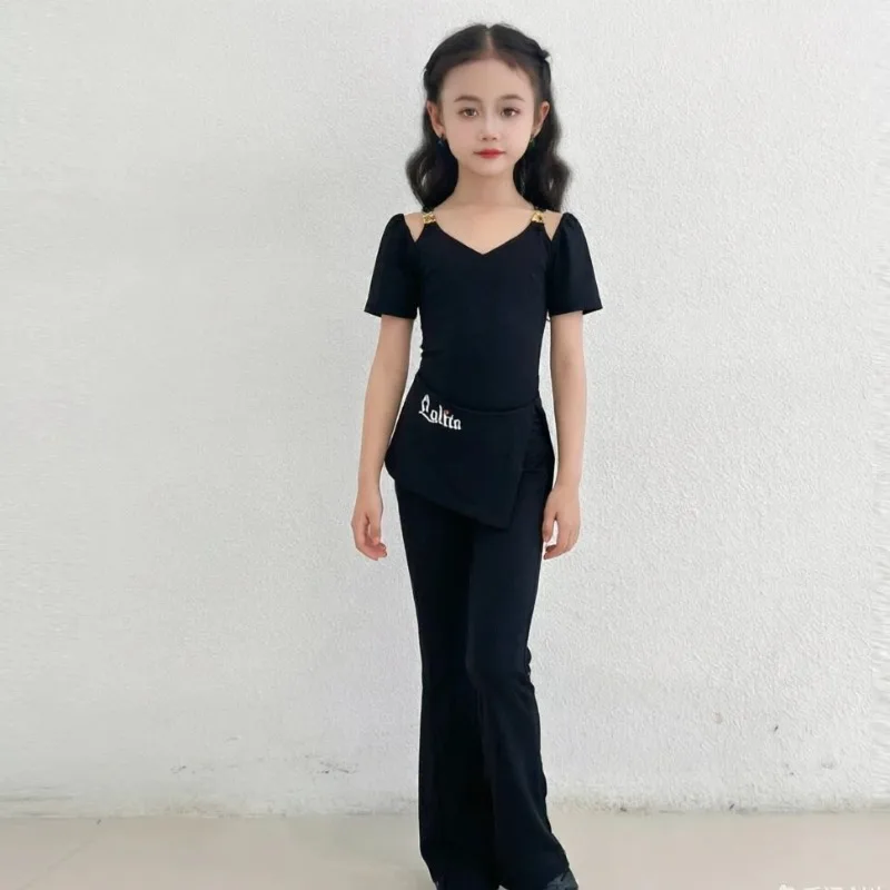 Latin Dance Outfit Set New Arrival Short Sleeve Top & Dance Pants Stylish Dancewear Training Practice Stage Performance Costume view 6