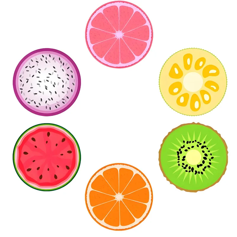 6 wooden anti-slip and heat-insulating coasters with fruit themes, gifts for the New Year's party in the living room