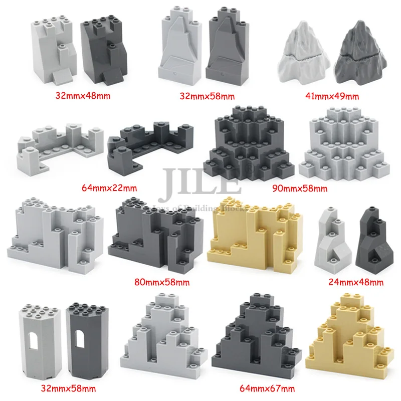 Moc Rock Panel Rockery Mountain DIY City Street View Bulk Building Blocks Bricks Set Compatible with Assembles Particles Toys