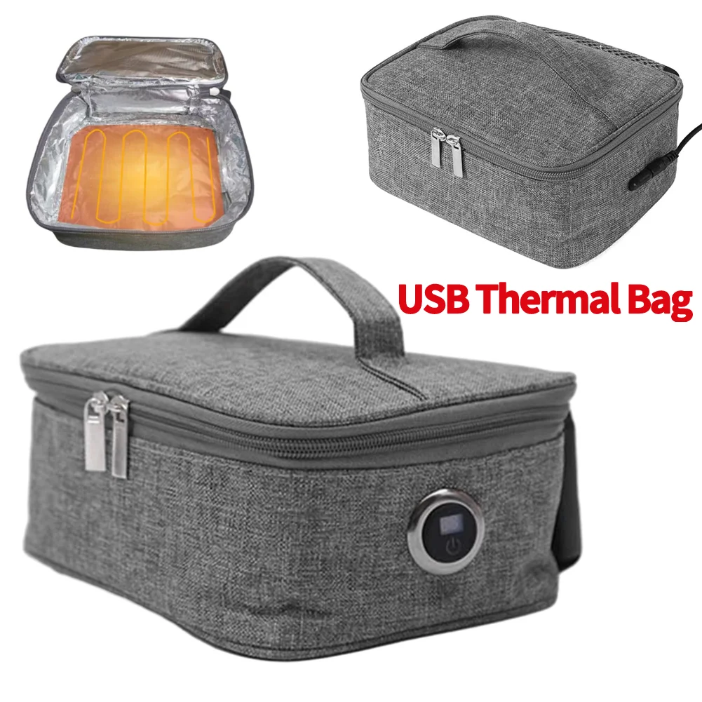 USB Rechargeable Food Heater Warmer Portable Electric Lunch Bag Insulated Lunch Bag Reusable for Youth Kid Boys Girls Teen Adult