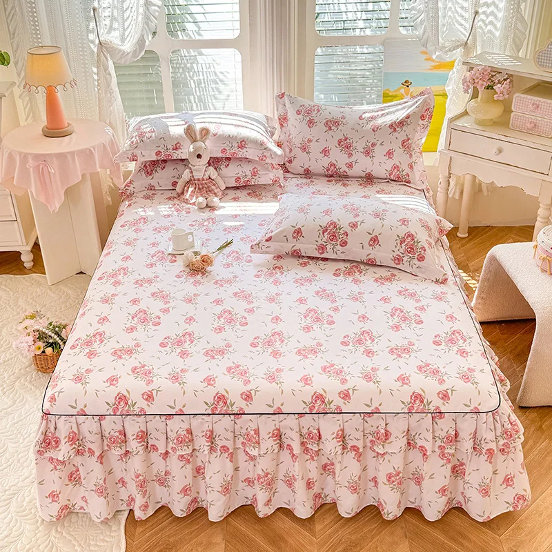 1pc Princess Style Bed Skirt Single/Queen/King Bed Skirt with Ruffle Bed Sheet Skirt Skin-Friendly  colcha de cama casal 침대 스커트