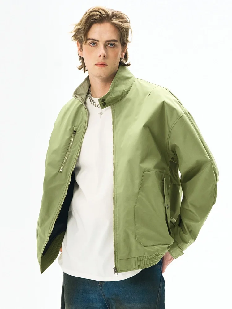 Chaqueta de Piel Auténtica para Hombre, Estilo Aviador Asimétrico, Impermeable, Estilo Cyberpunk, con Bolsillos Tipo Cargo, Elegante, Cortavientos, Acolchada y Reflectante para Otoño