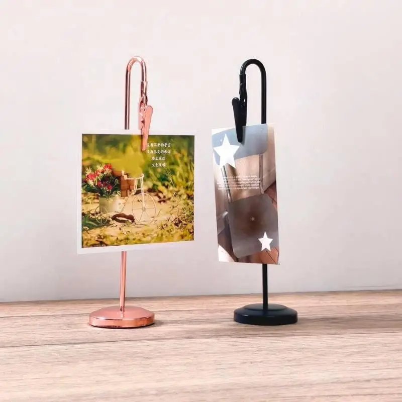Romantic Metal Place Card Holder Non-Slip Base Memo Clip Holder Sturdy Construction Photo Clip Stand Wedding Supplies