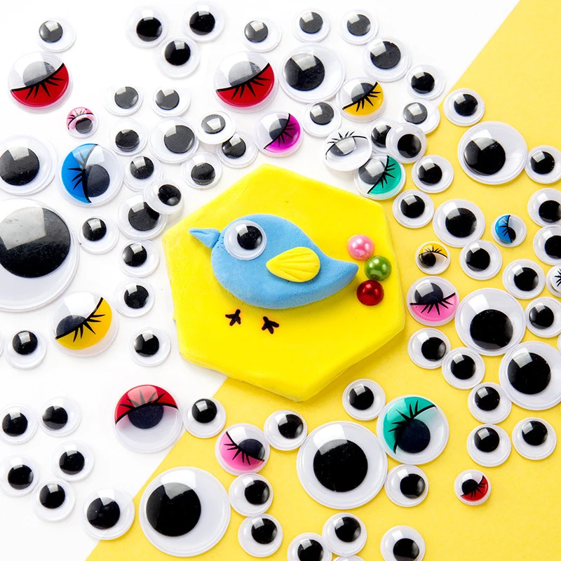 100/200 pçs olhos de movimentação redondo plástico auto-adesivo dos desenhos animados olhos móveis artesanato diy acessórios decorativos feitos à mão tmz
