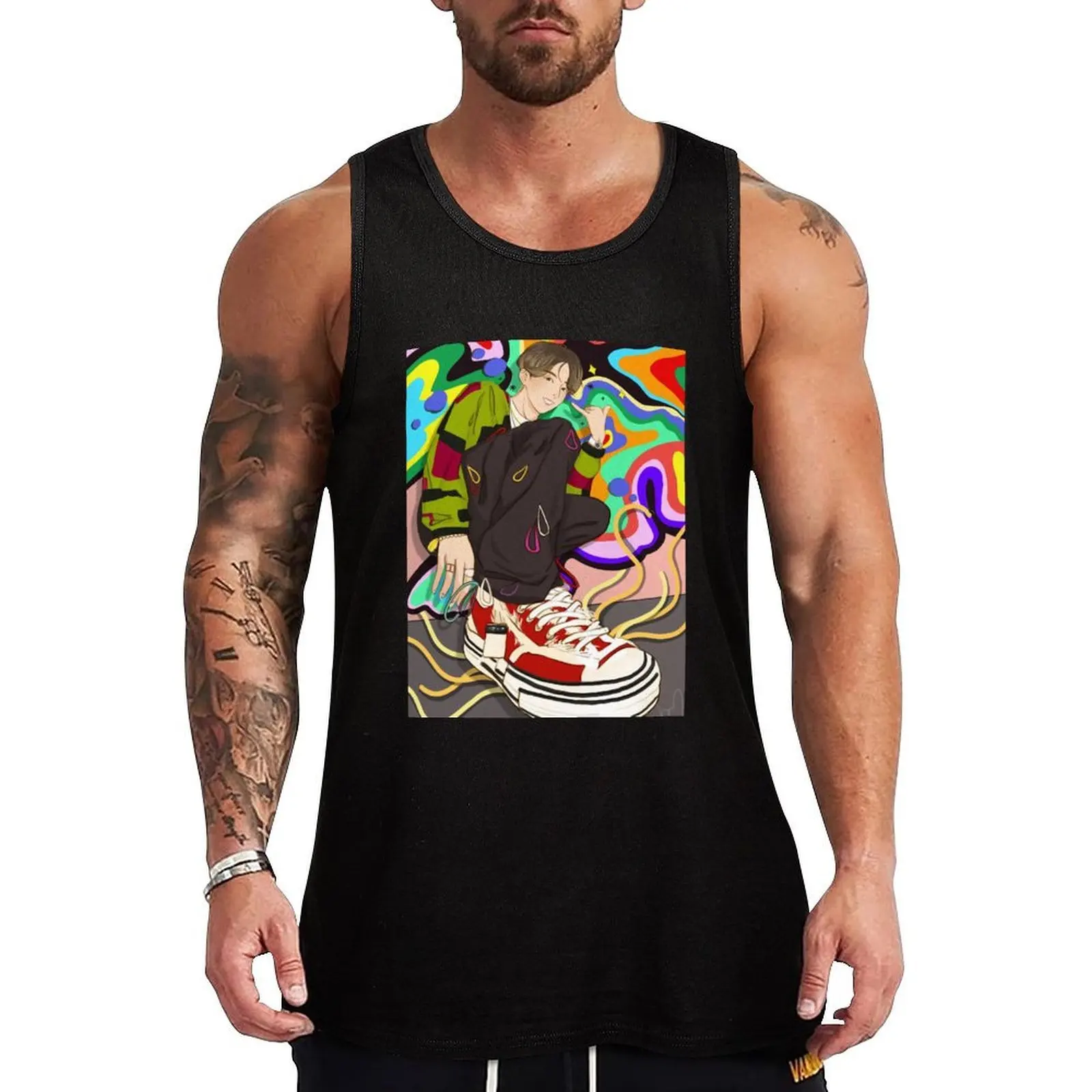 Camiseta sin mangas con estampado artístico de sopa de fideos y pollo, camiseta sin mangas con gráfico creativo