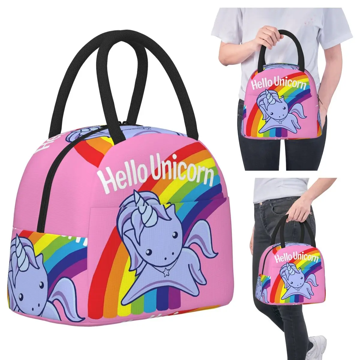 

Изолированная сумка для обеда Hello Unicorn для детей, школьный холодильник, термоящик для еды, сумка, герметичные коробки для завтрака, контейнер