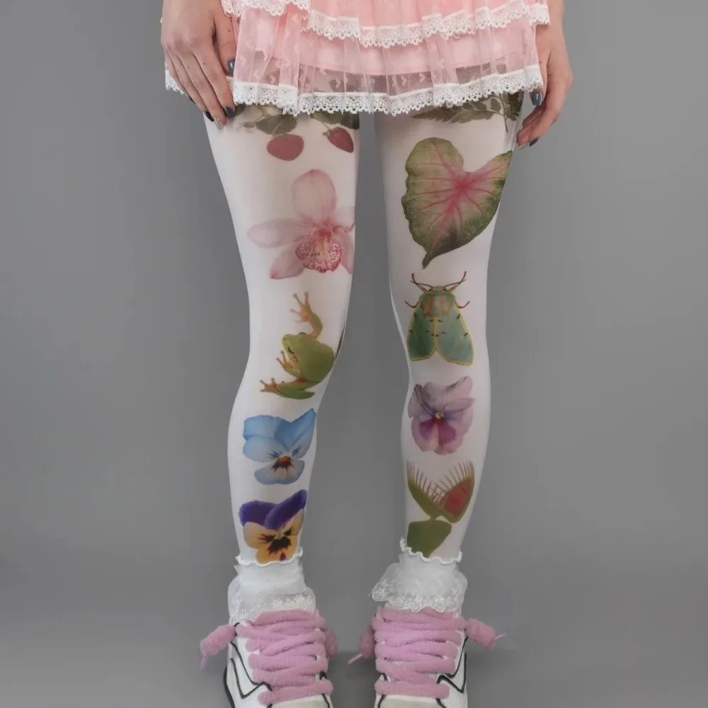 

Japanese Style Flower Printed Pantyhose Y2K Anime Sexy Stockings Leggings Slim High Waist Long Tights Sexy Lingerie New Year