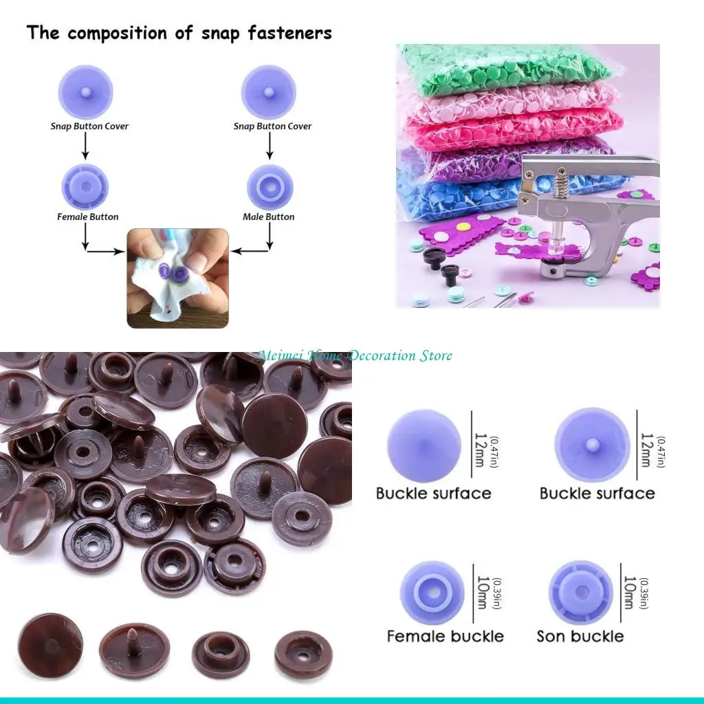 

H7BF 12 мм кнопка для шитья 1000 комплектов разноцветных застежек из смолы для одежды