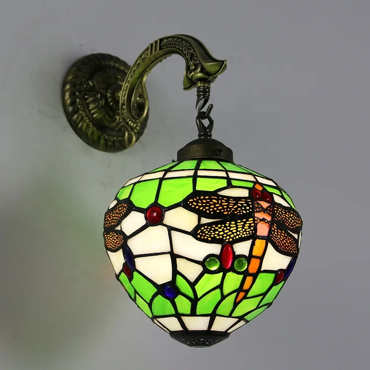 Luminária de Parede em Vidro Colorido Estilo Libélula LongHuiJing 8 Polegadas