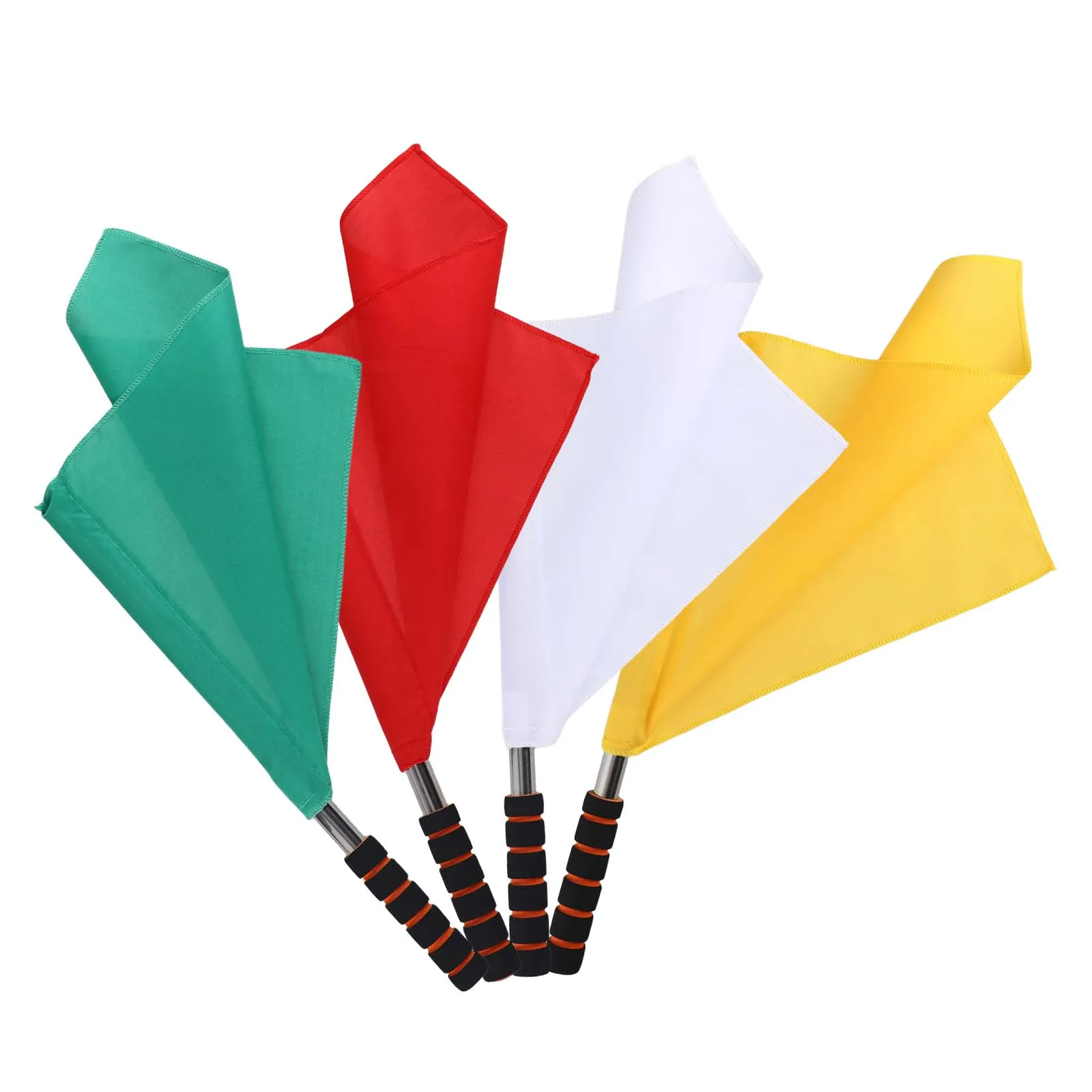 

4pcs Referee Flags High-Visibility Soccer Football Volleyball Match Linesman Signal Flag Stainless Steel Pole Comfortable Grip