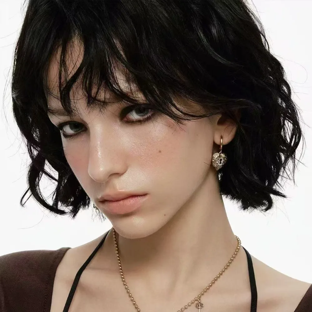 Vintage Asymmetric Key Heart Lock Dangle Earrings for Women Retro Metal Gothic Ear Hoops Fashion Party Jewelry Accessories Gifts