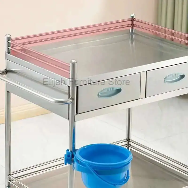 Moving Stainless Steel Infusion Cart Medical Trolley Drawer Home Care Storage Rack Medical Trolley Professional Salon Furniture