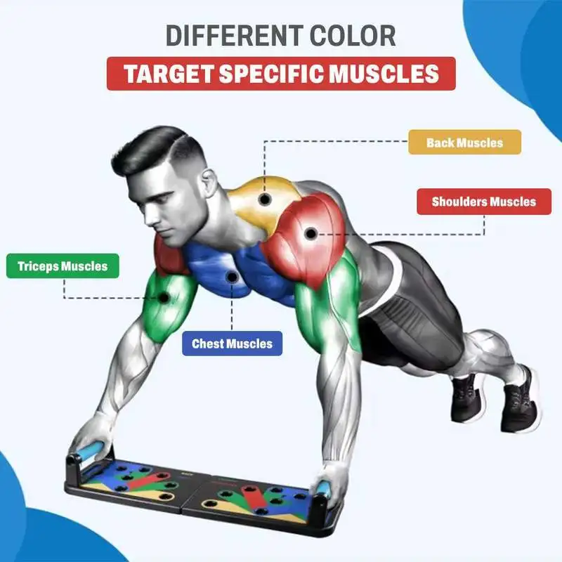Portable Foldable Push Up Board – Color-Coded Push-Up Trainer for Chest, Shoulders, Back & Triceps Home Workout