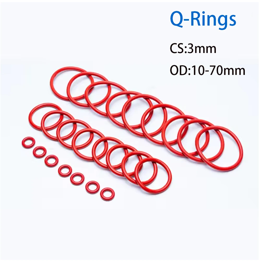 

1/10/20Pcs CS 3mm Red Food Grade Silicone O-ring OD 10-70mm O-ring Sealing Gasket Corrosion&Wear&High Temperature Resistant