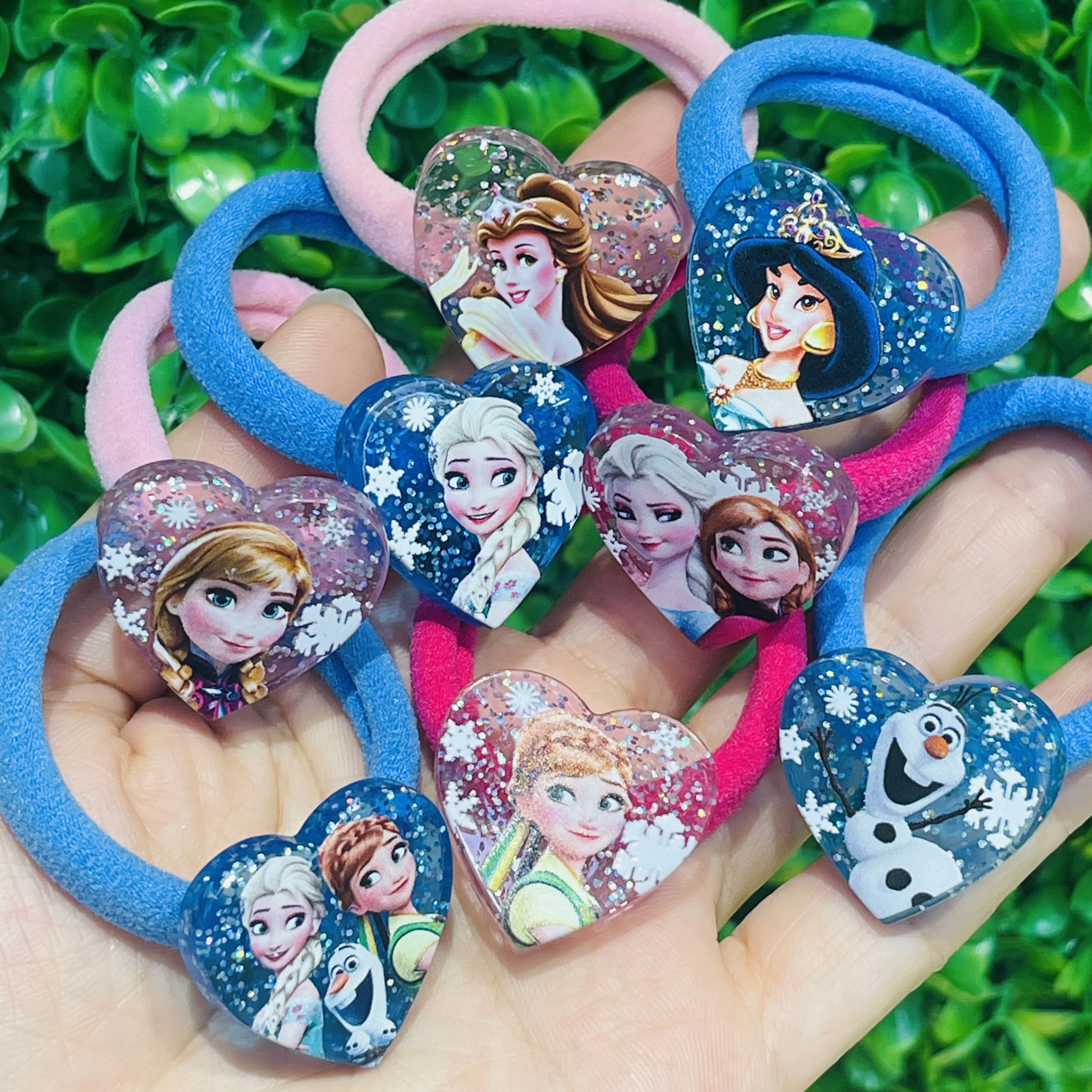 1PCS Disney Princess Elsa Anna Elastic Hair Rubber Bands Headband Hair Accessories Girls Cartoon Hair Gum Hair Bows Headwear