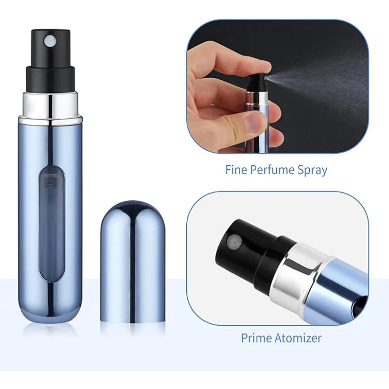 5Pcs 5ML Portable Mini Refillable Perfume Atomizer Bottle Refillable Spray Scent Pump Case Empty Container Tools