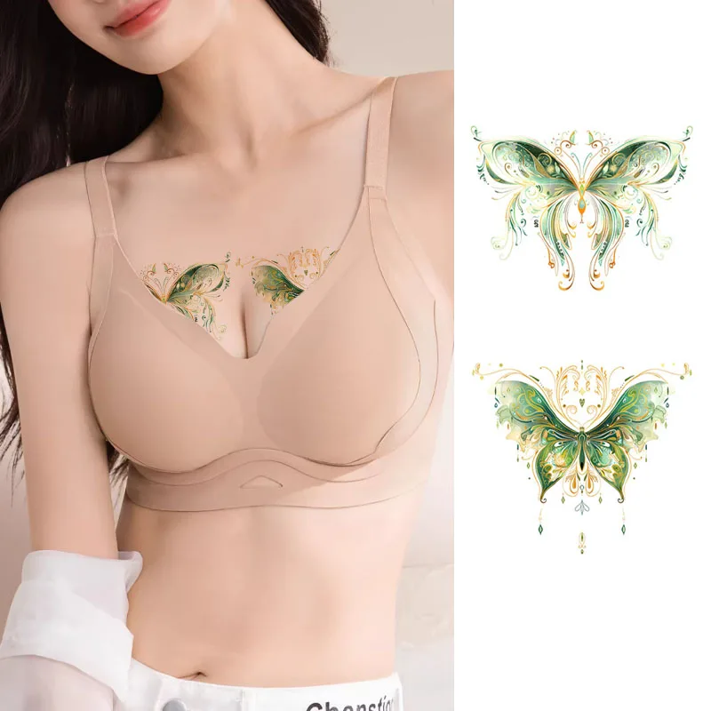 Colorful butterfly sexy breast tattoo stickers, trendy nipple covers, waterproof and sweatproof temporary stickers