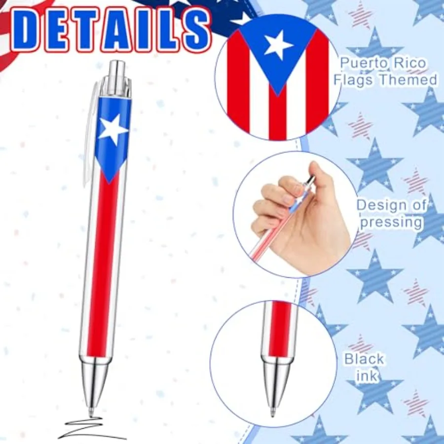 36 قطعة هدايا حفلة بورتوريكو السوفيني أعلام بورتوريكو أقلام حبر جاف لشهر التراث الأسباني الوطني الأمريكي اللاتيني #3