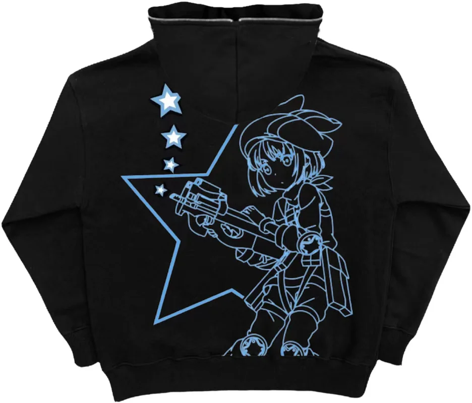 Sudadera con capucha de gran tamaño con letras góticas Punk, chaqueta con estampado de dibujos animados Y2K Harajuku, Top holgado informal, sudadera
