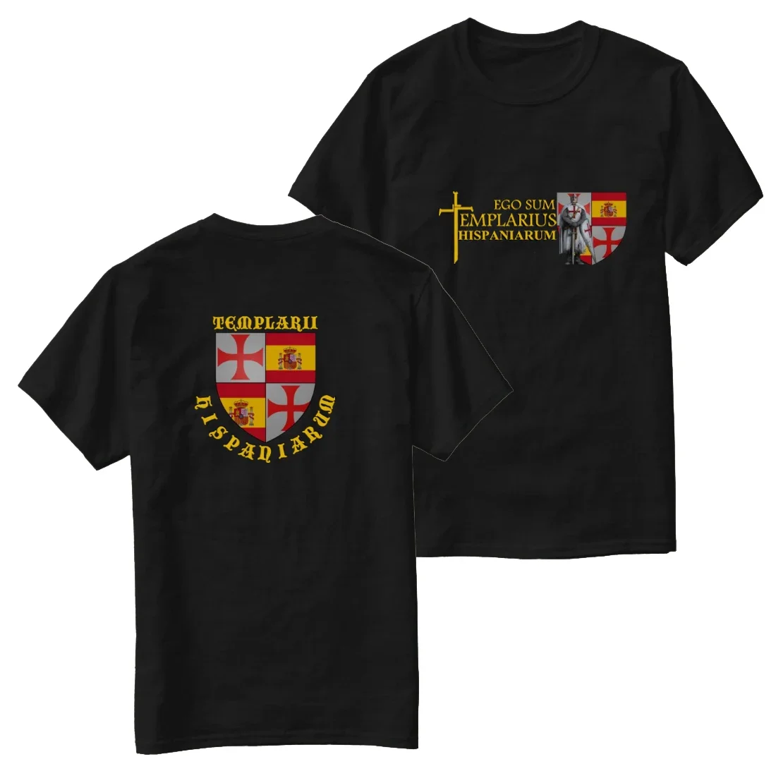 Templarius Crusader Coat of Arms Spanish Knights Templar T-Shirt 100% Cotton O-Neck Short Sleeve Casual Mens T-shirt Size S-3XL