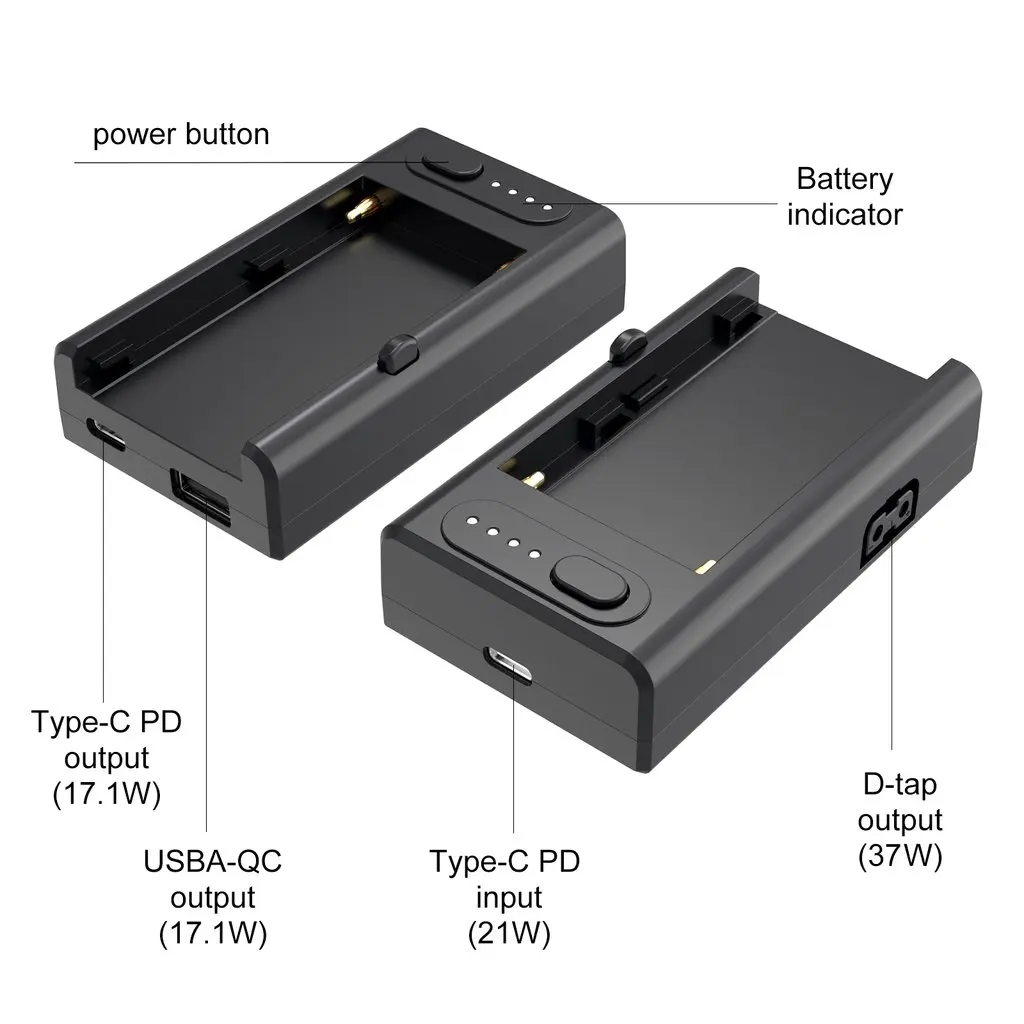 Imagem -05 - Np-f Carregador de Bateria para Câmera F970 750 550 Entrada tipo c Toque d tipo c Usb-a Saída Carregador Duplo qc Afc Sony Ipad Canon